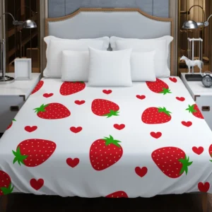 Strawberries Love Heart Duvet Cover