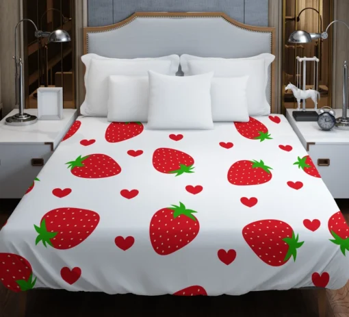 Strawberries Love Heart Duvet Cover