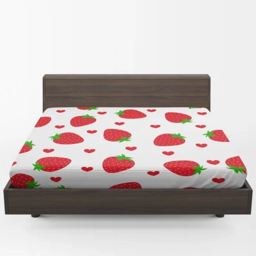 Strawberries Love Heart Fitted Sheet 1