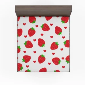 Strawberries Love Heart Fitted Sheet