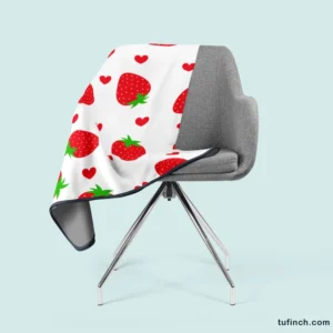 Strawberries Love Heart Fleece Blanket 2