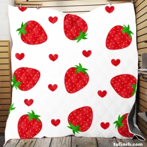 Strawberries Love Heart Quilt Blanket