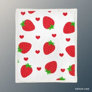 Strawberries Love Heart Sherpa Fleece Blanket 1