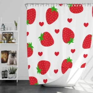 Strawberries Love Heart Shower Curtain