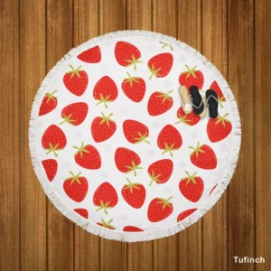 Strawberry Fruit Pattern Round Beach Towel