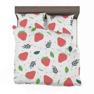 Strawberry Leaf White Background Bedding Set 2