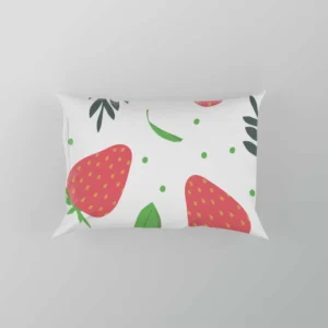 Strawberry Leaf White Background Pillow Case