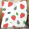 Strawberry Leaf White Background Quilt Blanket