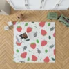 Strawberry Leaf White Background Rug