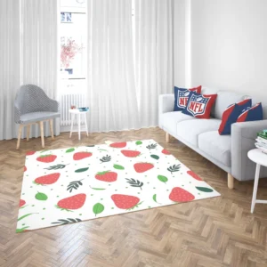 Strawberry Leaf White Background Rug 2