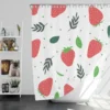 Strawberry Leaf White Background Shower Curtain