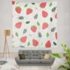 Strawberry Leaf White Background Wall Tapestry