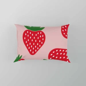 Strawberry Print In Pink Background Pillow Case