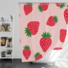 Strawberry Print In Pink Background Shower Curtain