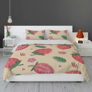 Strawberry With Flowers Bedding Set 1