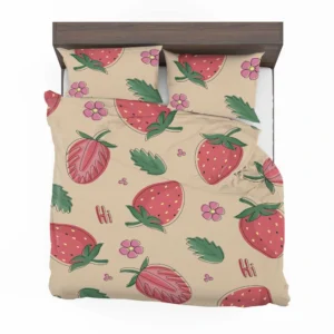 Strawberry With Flowers Bedding Set 2