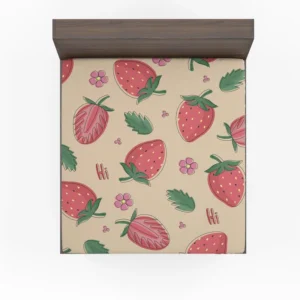 Strawberry With Flowers Fitted Sheet