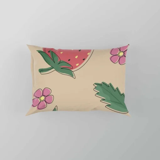 Strawberry With Flowers Pillow Case