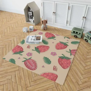 Strawberry With Flowers Rug 1