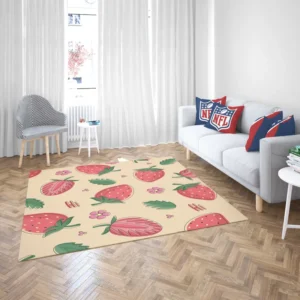 Strawberry With Flowers Rug 2