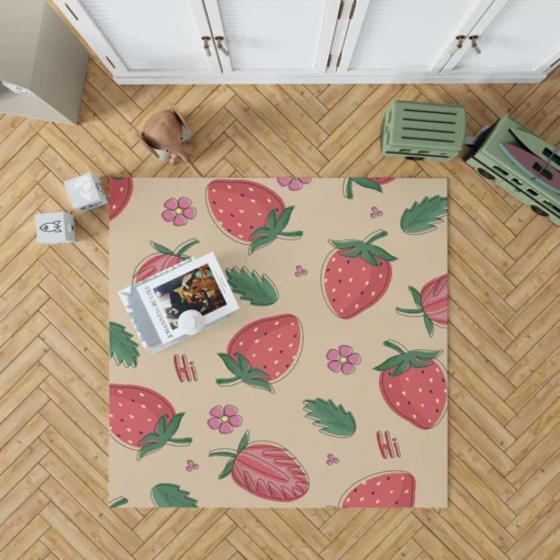 Strawberry With Flowers Rug