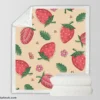 Strawberry With Flowers Sherpa Fleece Blanket