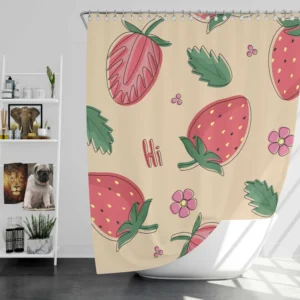 Strawberry With Flowers Shower Curtain