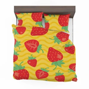 Strawberry Yellow Wave Background Bedding Set 2