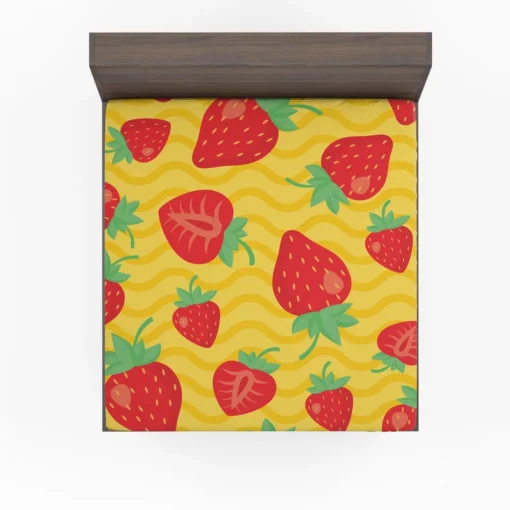 Strawberry Yellow Wave Background Fitted Sheet