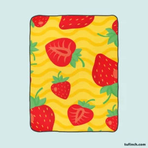 Strawberry Yellow Wave Background Fleece Blanket 1