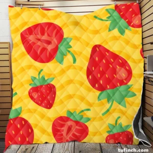 Strawberry Yellow Wave Background Quilt Blanket