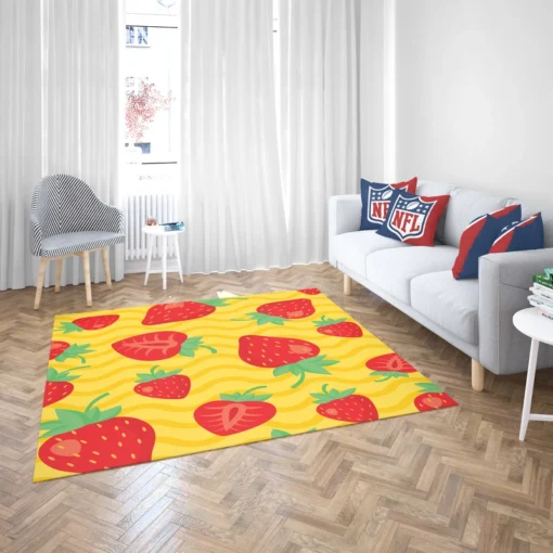 Strawberry Yellow Wave Background Rug 2