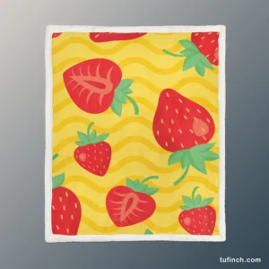 Strawberry Yellow Wave Background Sherpa Fleece Blanket 1