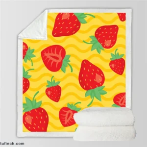 Strawberry Yellow Wave Background Sherpa Fleece Blanket