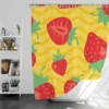 Strawberry Yellow Wave Background Shower Curtain