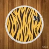 Stripe Tiger Print Round Beach Towel