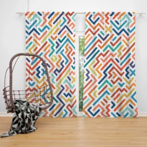 Striped Colorful Geometric Design Curtain