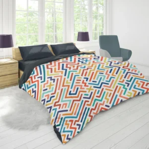 Striped Colorful Geometric Design Duvet Cover 1