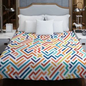 Striped Colorful Geometric Design Duvet Cover