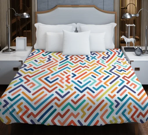 Striped Colorful Geometric Design Duvet Cover