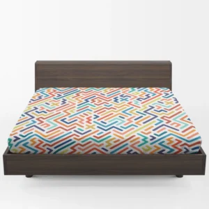 Striped Colorful Geometric Design Fitted Sheet 1