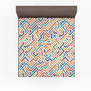 Striped Colorful Geometric Design Fitted Sheet