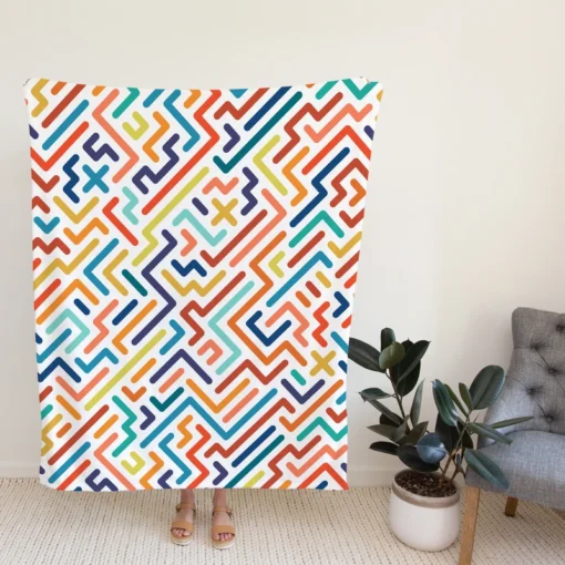 Striped Colorful Geometric Design Fleece Blanket