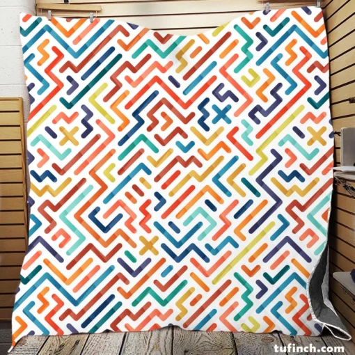 Striped Colorful Geometric Design Quilt Blanket