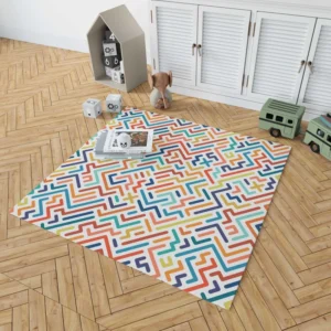 Striped Colorful Geometric Design Rug 1