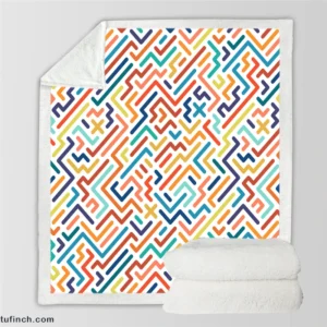 Striped Colorful Geometric Design Sherpa Fleece Blanket