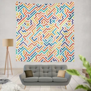 Striped Colorful Geometric Design Wall Tapestry