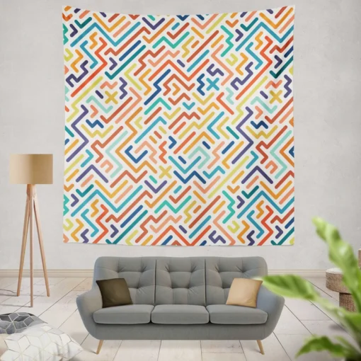 Striped Colorful Geometric Design Wall Tapestry