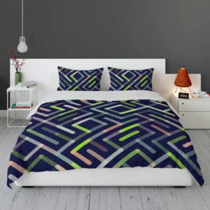 Striped Geometric Lines Pattern Bedding Set 1