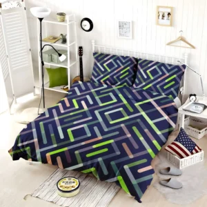 Striped Geometric Lines Pattern Bedding Set